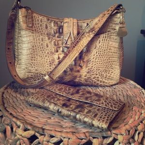 Gold shimmer Brahmin purse and wallet